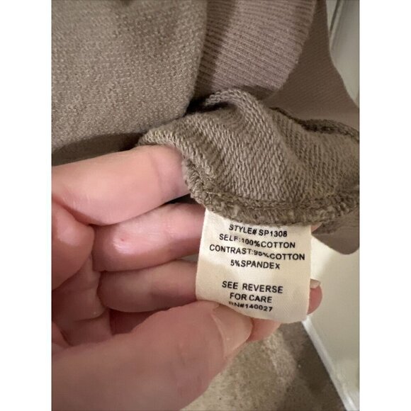 Sydney Tunic Top Large Taupe Jewel Rhinestone Shredded Back Long Sleeve Pockets - Picture 4 of 4